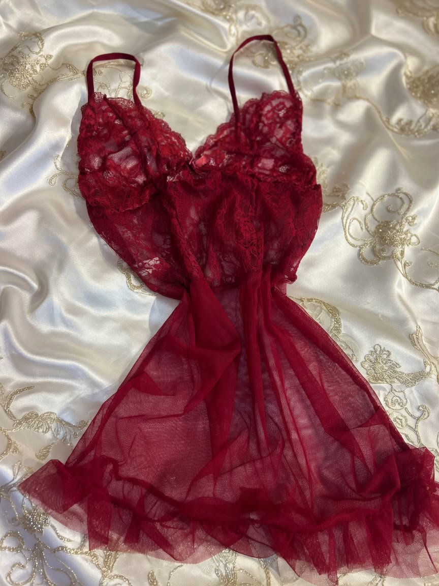 Transparan Dantel Babydoll Gecelik – Tül Fantezi Gecelik İnce Askılı Kadın Gecelik