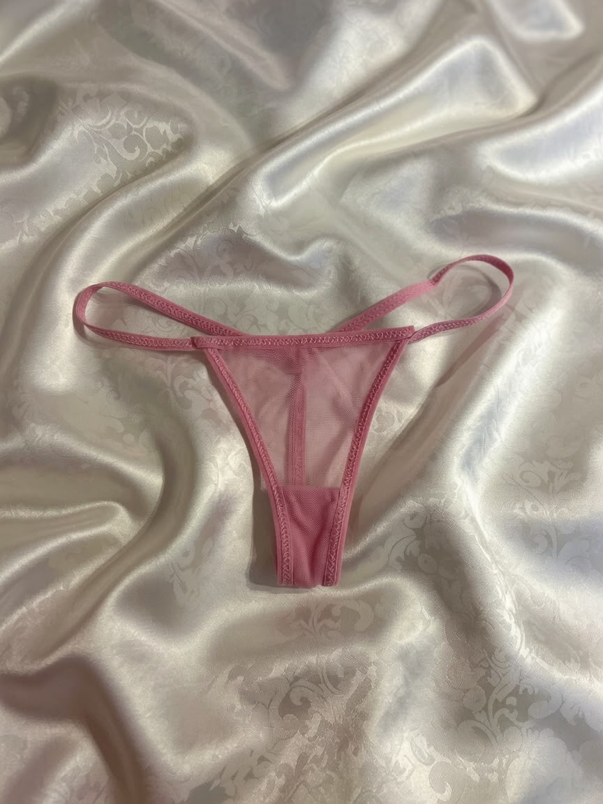 Şeker Pembe Transparan Tül Babydoll Gecelik ve Tanga Takımı
